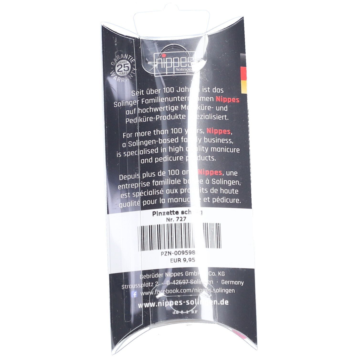 nippes Solingen pinzette laccate rosa neon, obliqua, in acciaio inox