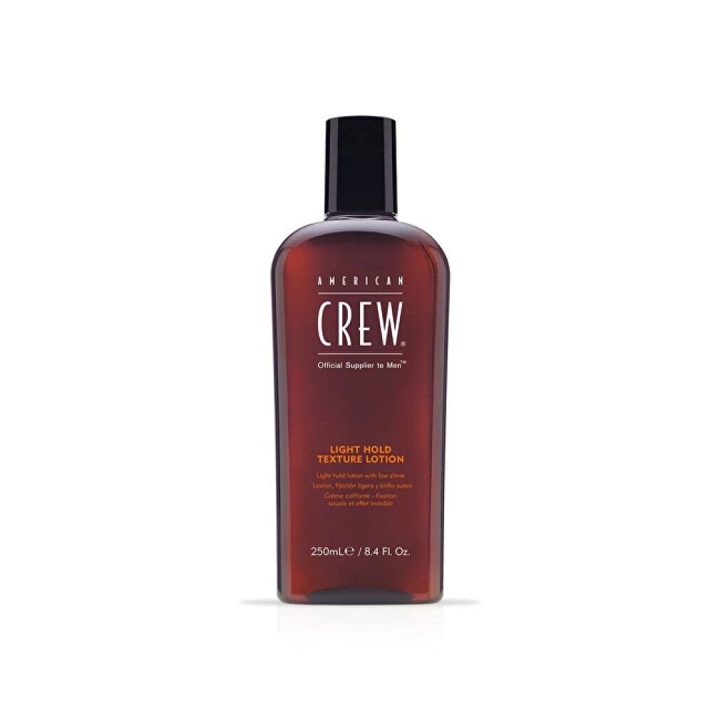 American Crew Classic Light Hold Texture Lotion in bottiglia marrone con tappo nero.