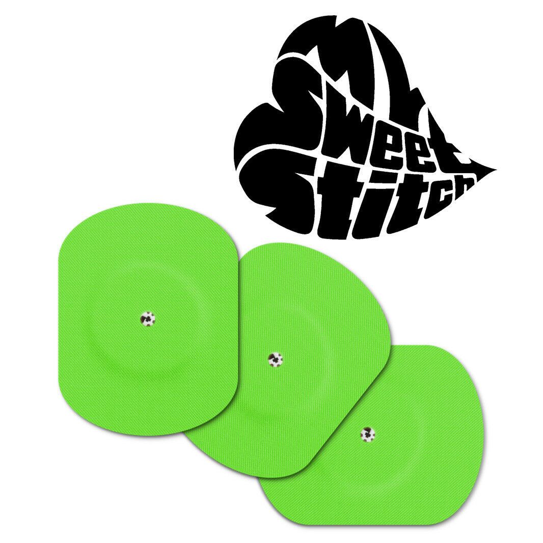 Cerotti di fissaggio verdi con foro di ventilazione. Logo sullo sfondo.