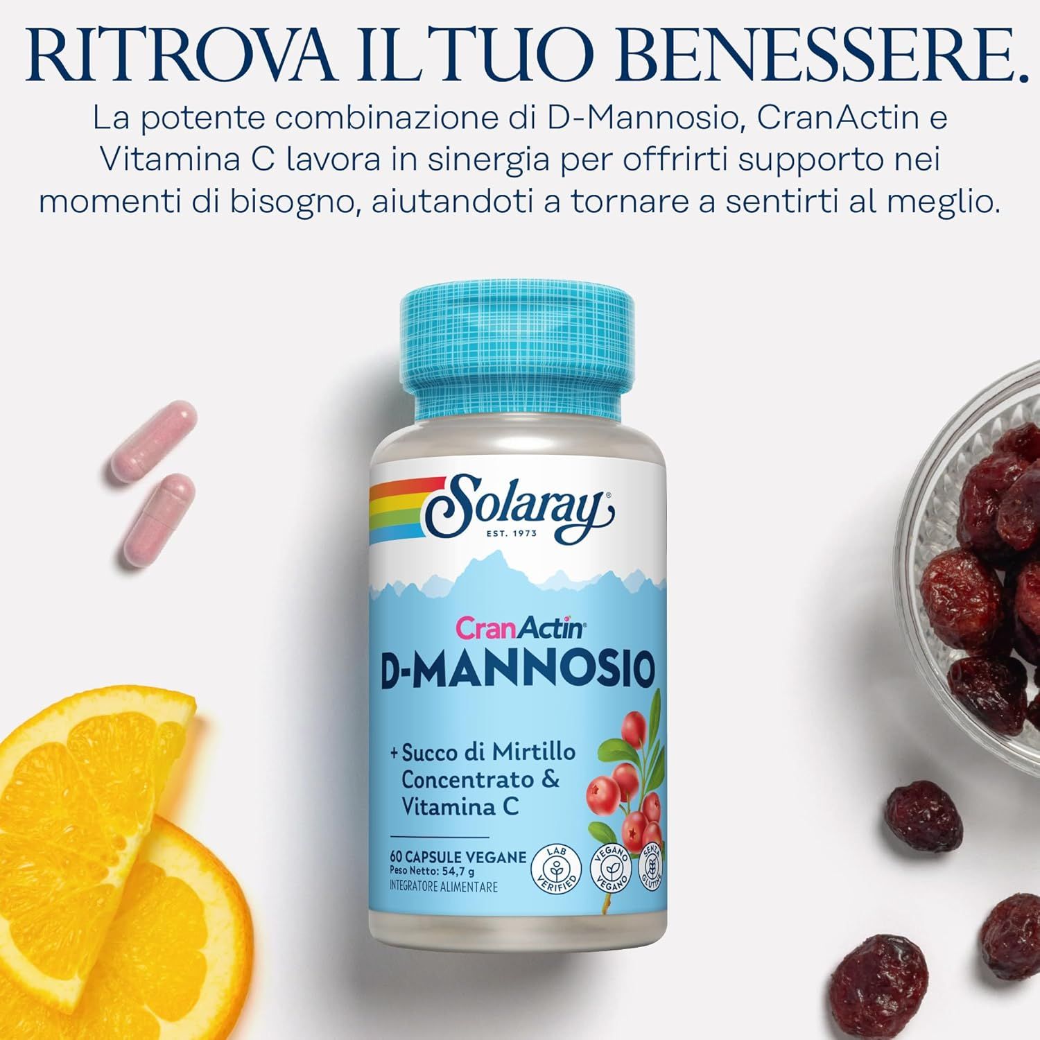 Solaray D-Mannosio con CranActin Capsule