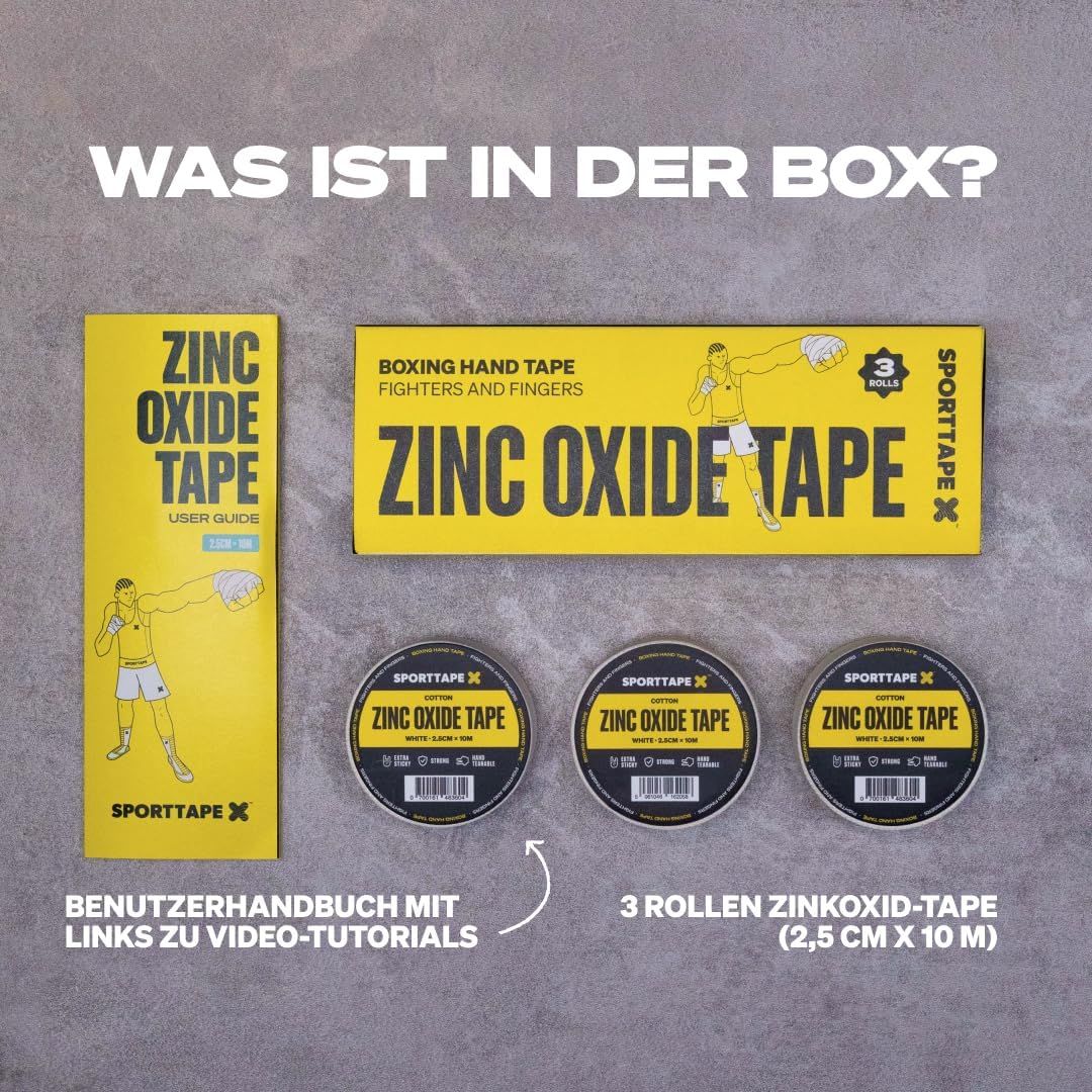 Contenuto della confezione: manuale utente e 3 rotoli di nastro in ossido di zinco bianco.