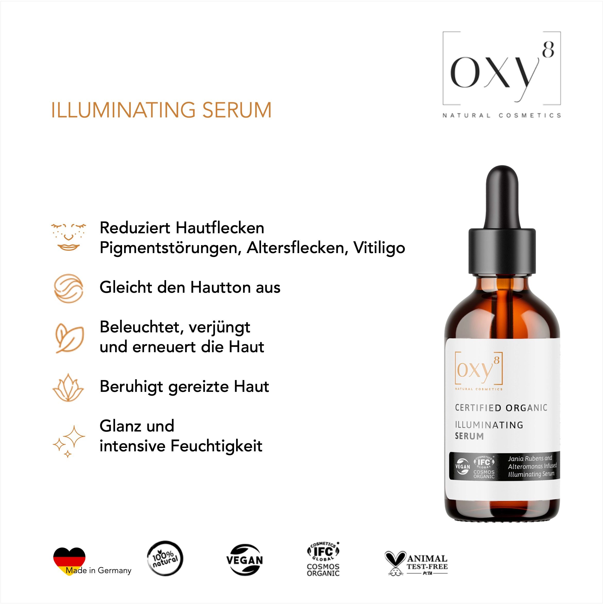 oxy8 Cosmetici naturali ILLUMINATING SERUM  Per i disturbi della pigmentazione e le macchie dell'età