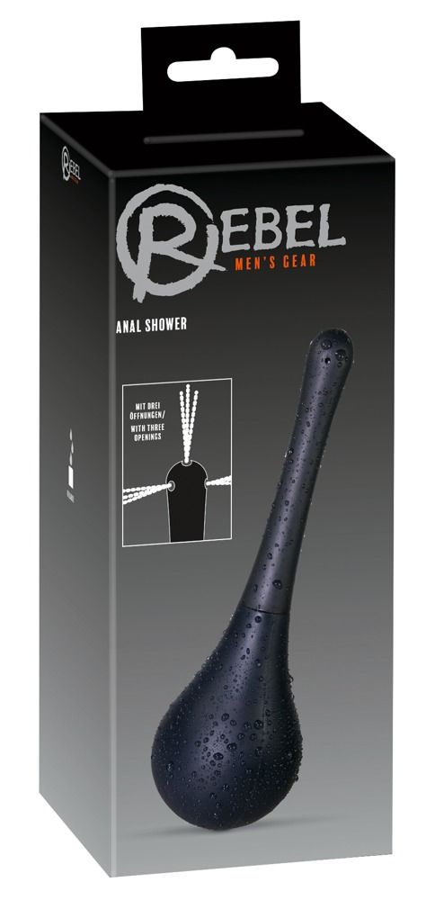 Doccia anale nera. Testa a forma di pera, lungo stelo cilindrico. Superficie liscia.