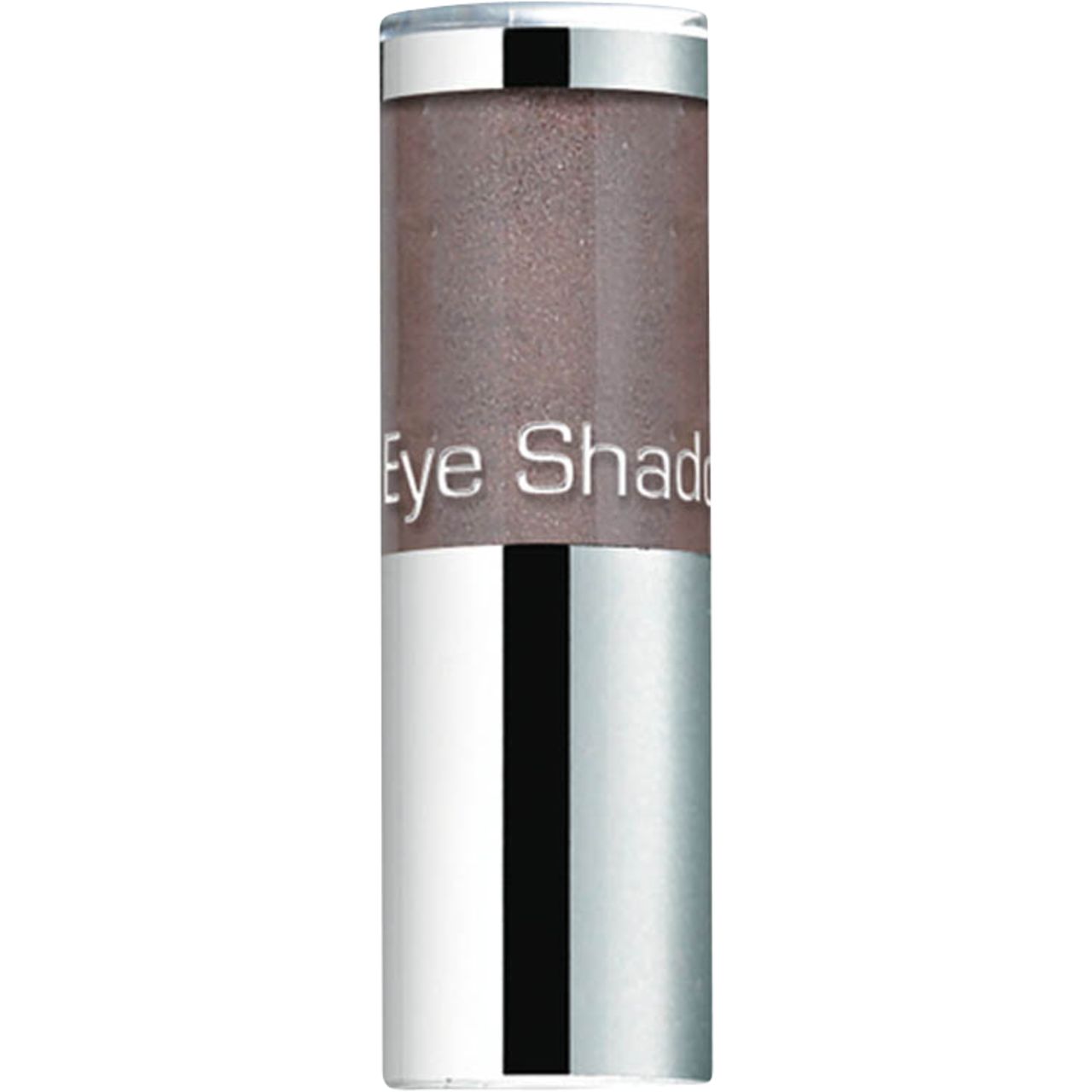 Contenitore cilindrico con base e coperchio argentati. La parte superiore è marrone e reca la scritta "Eye Shadow".