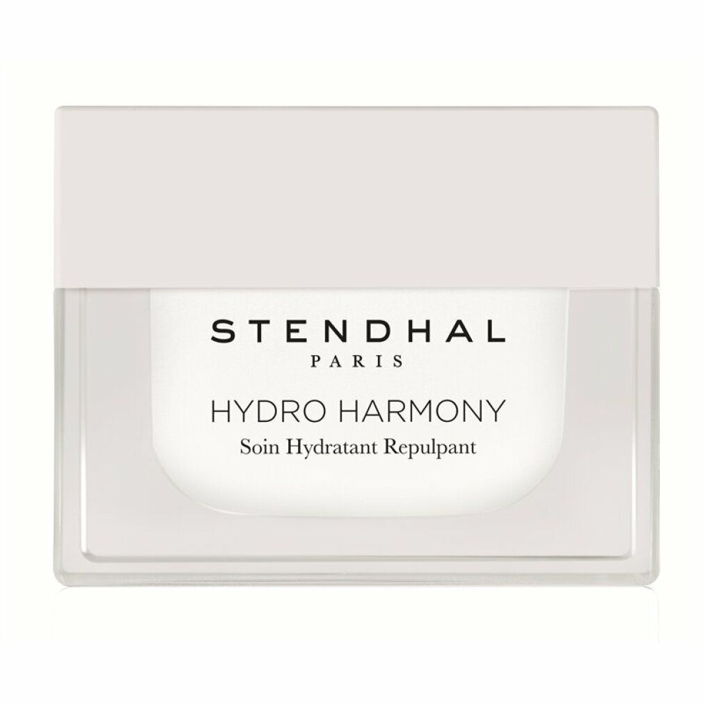 Vasetto bianco con coperchio. Scritta: STENDHAL PARIS, HYDRO HARMONY, Soin Hydratant Repulpant.