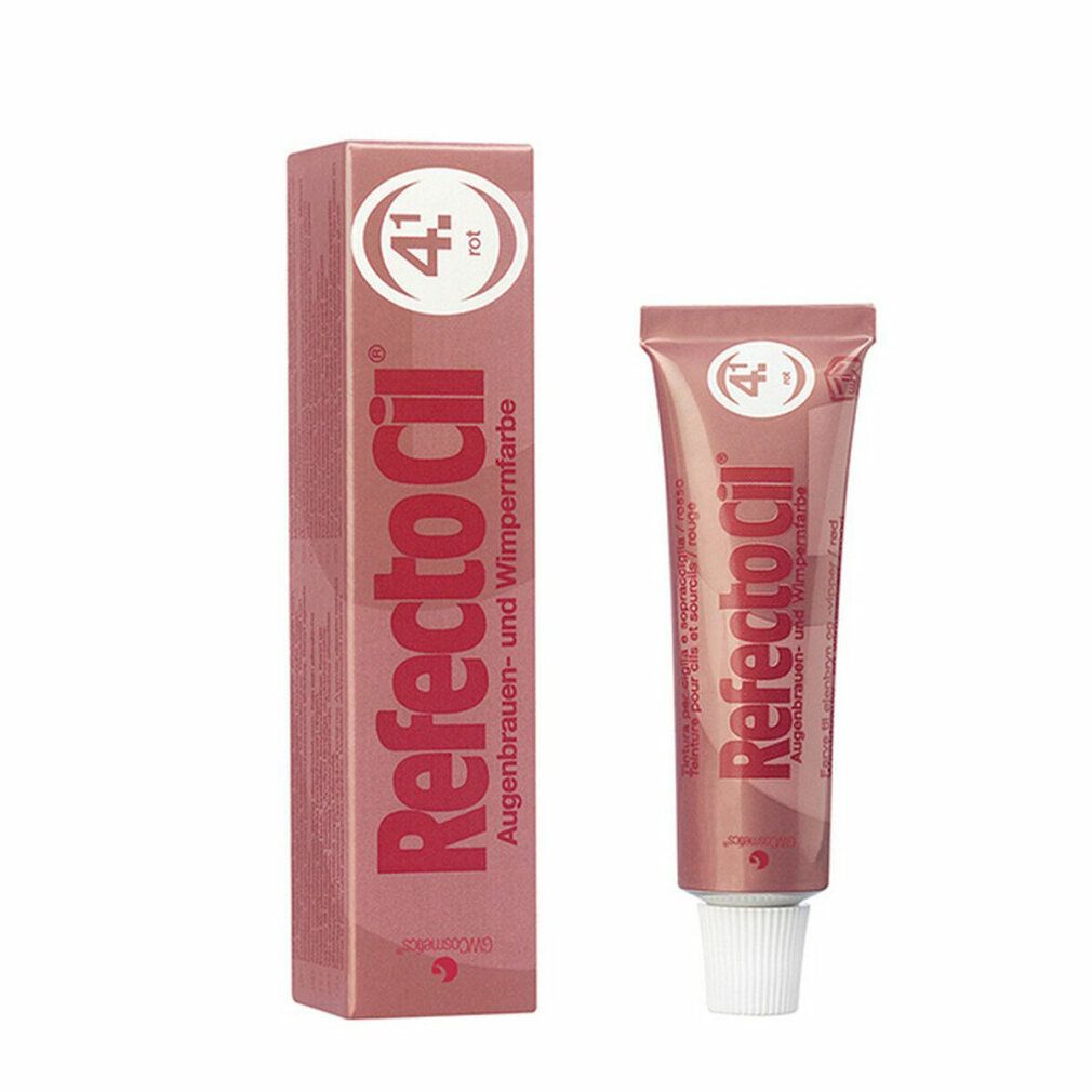 RefectoCil 4.1 tinta per ciglia rossa, tubo e confezione. Scritta: tinta per sopracciglia e ciglia.
