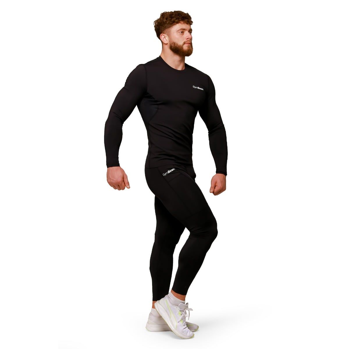 GymBeam Leggings uomo slim a compressione media con tasca Black