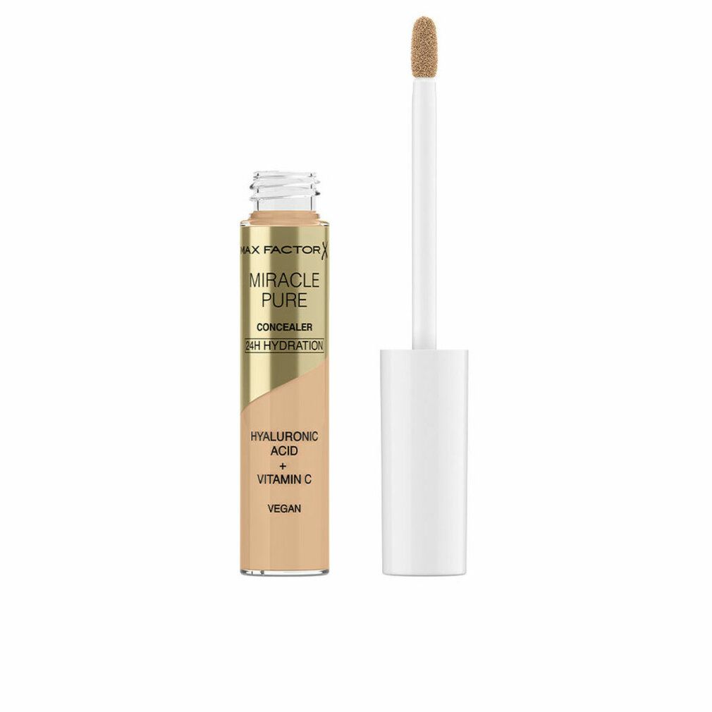 Correttore Max Factor Miracle Pure. Flacone con applicatore. Testo: Acido Ialuronico, Vitamina C, Vegan.