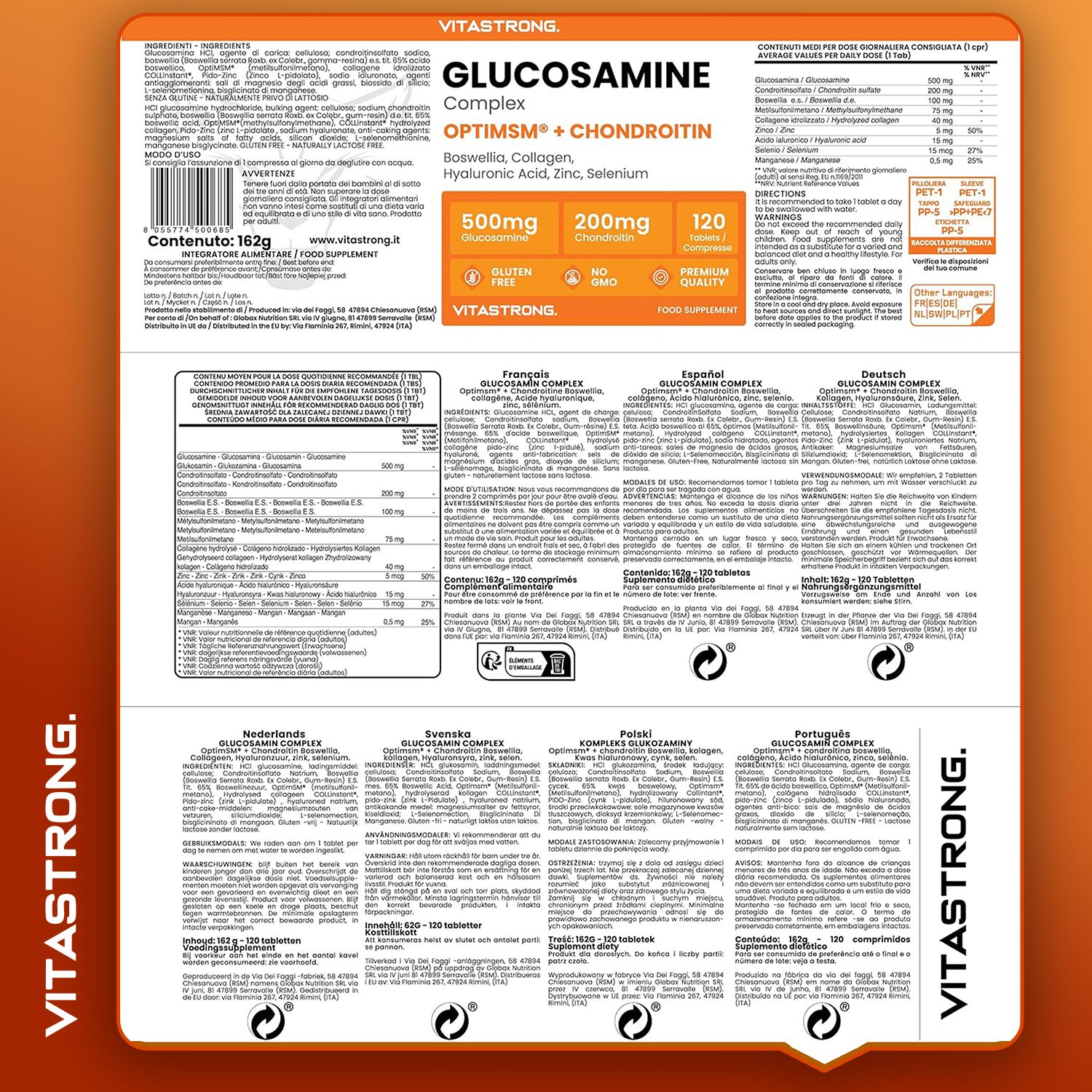 Vitastrong Collagene & Glucosamina – Supporto per pelle e articolazioni