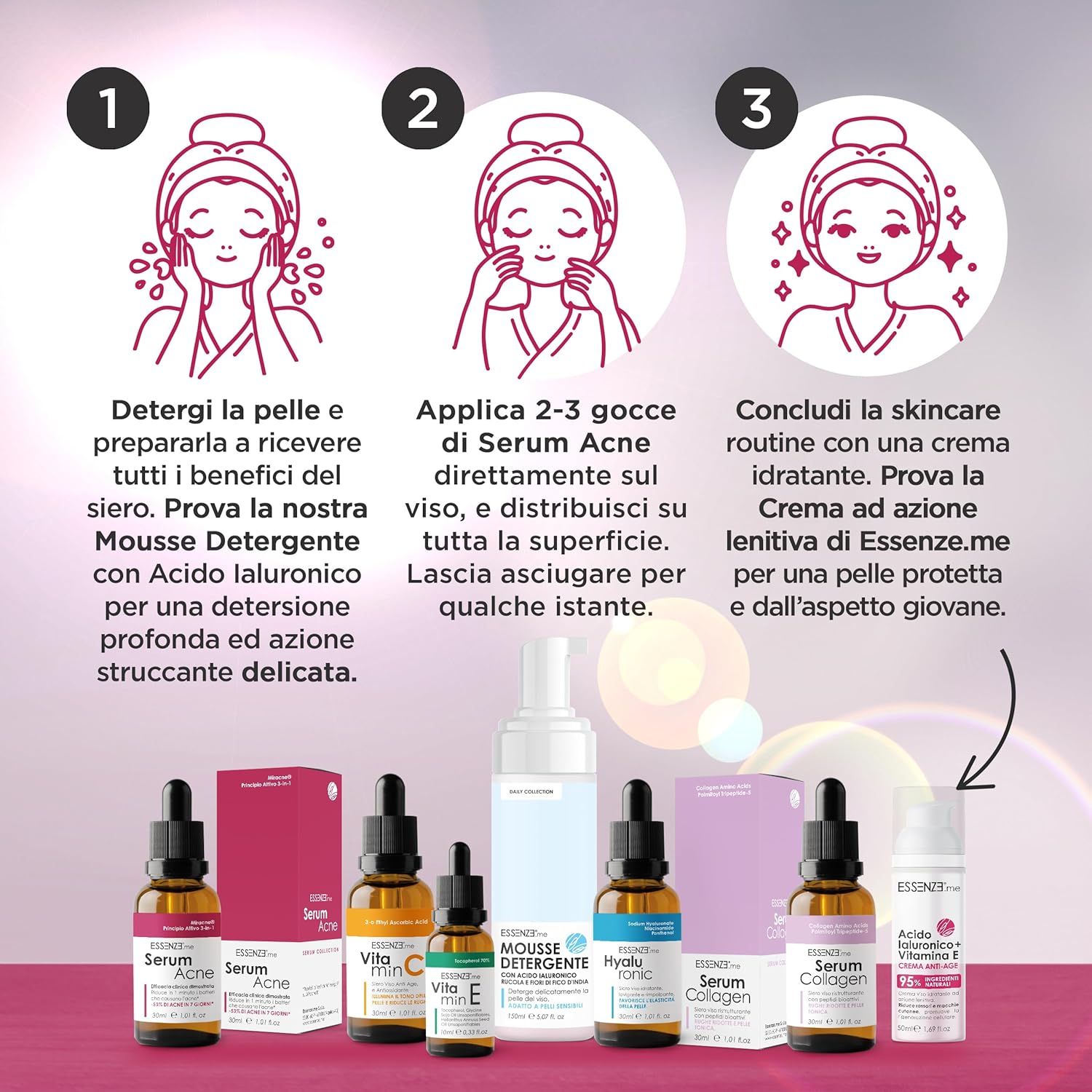 Essenze.me Serum Acne Siero Viso per Brufoli e Imperfezioni, Pelle Impura e a Tendenza Acneica 30 ml