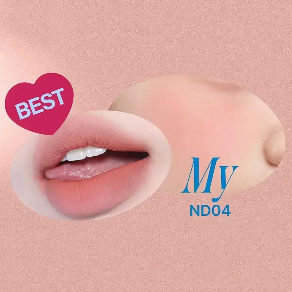 Pot di budino sfocato labbra e guance ND04 My. Labbra rosa, adesivo a cuore "BEST".