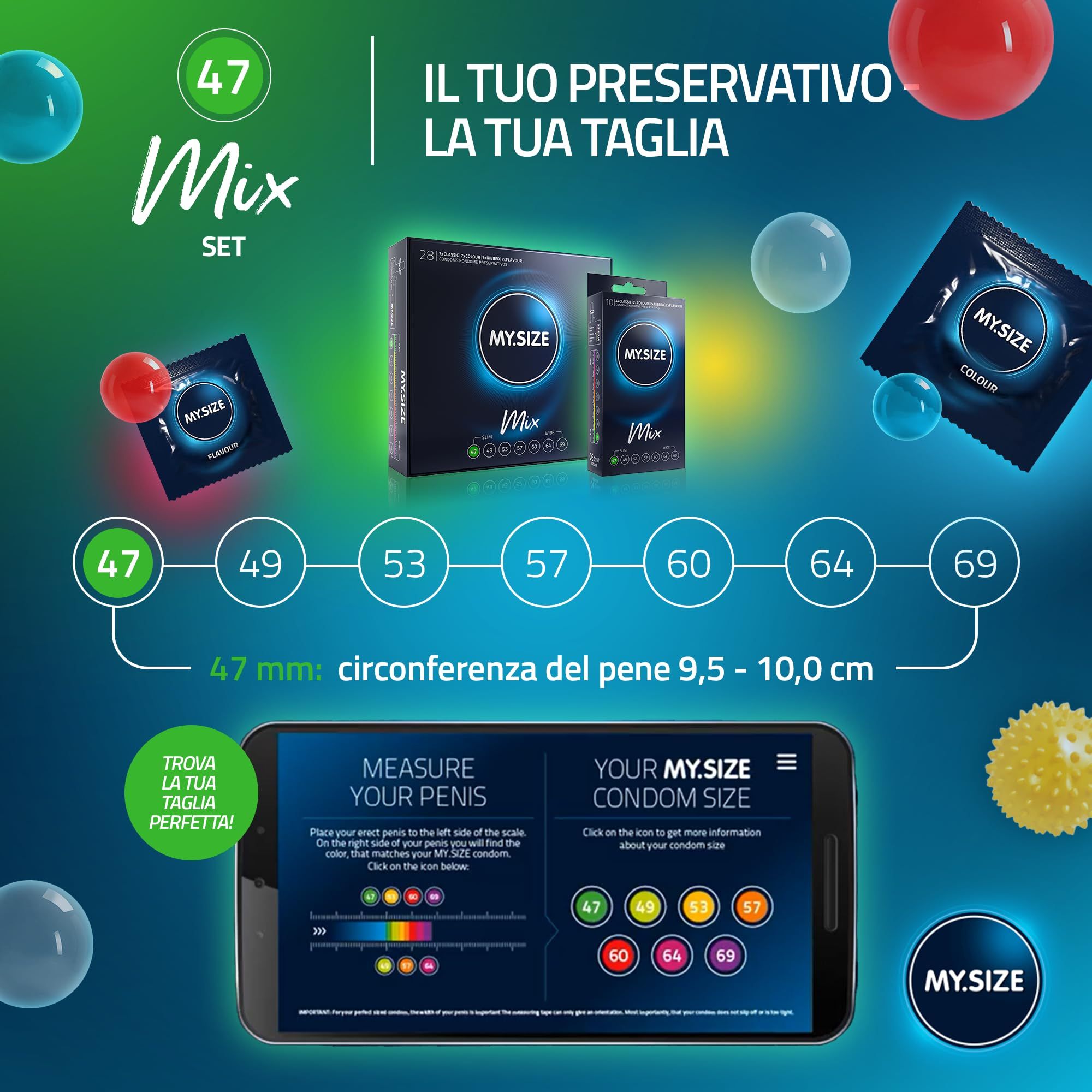MY.SIZE Mix Set Preservativi Taglia 1 47mm