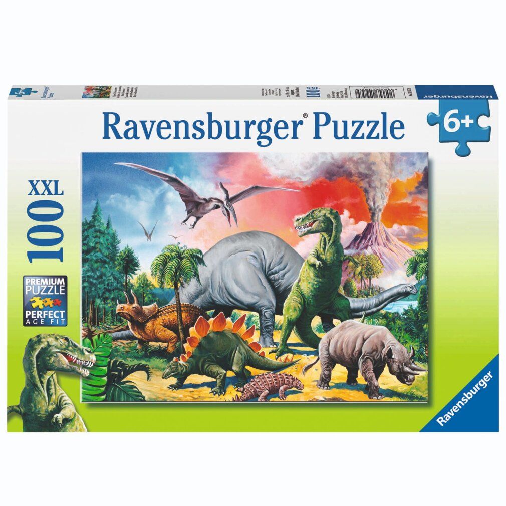 Scatola puzzle con dinosauri. Puzzle Ravensburger, 100 pezzi, dai 6 anni in su. Formato XXL.
