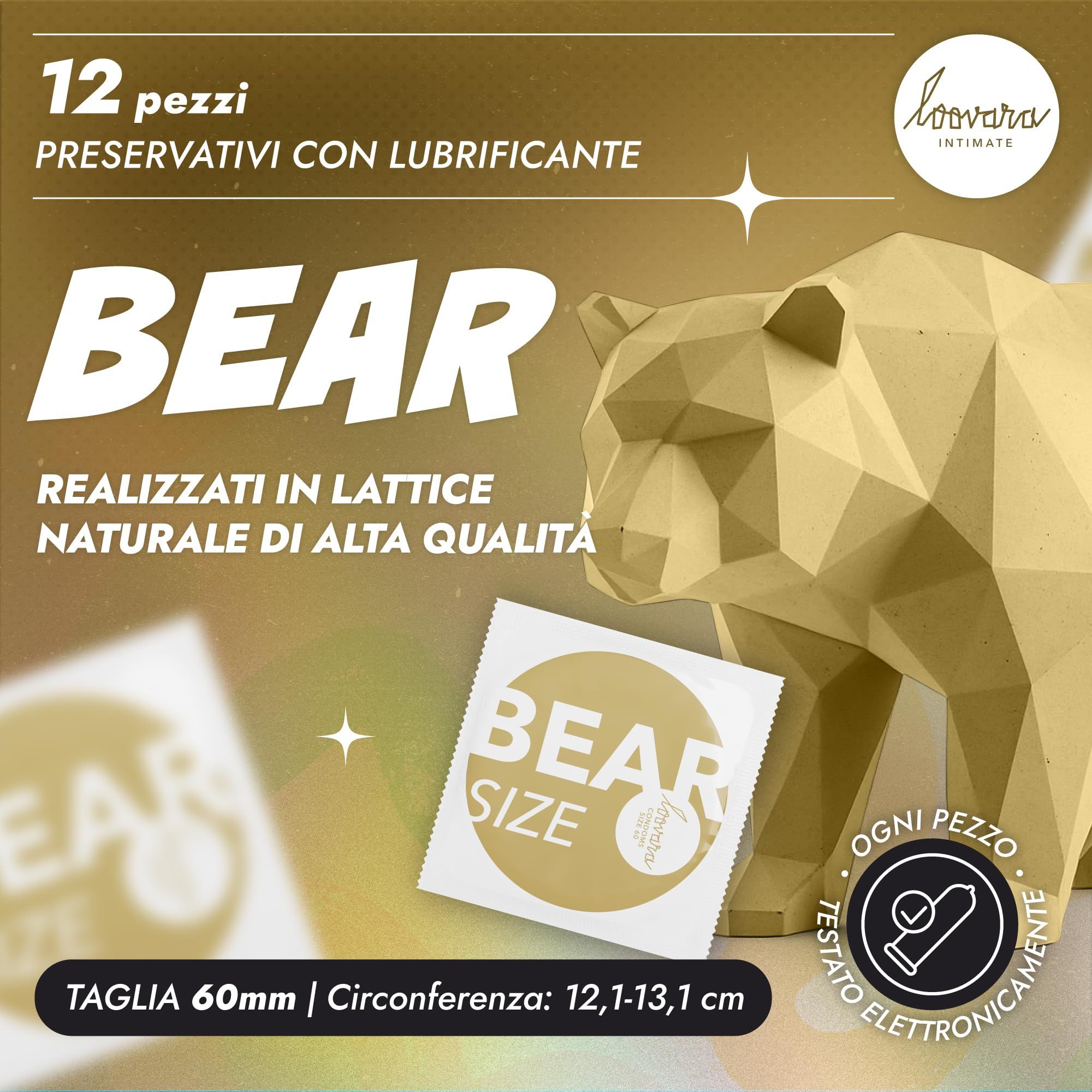 Preservativi Loovara: Tabella taglie, Bear Taglia 60 (12,1-13,1 cm).