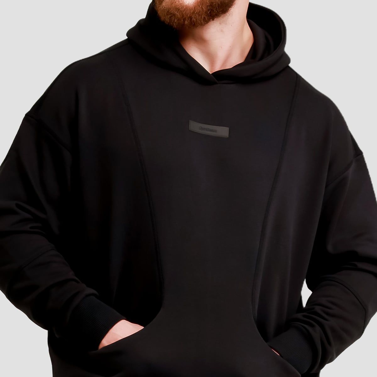 GymBeam Felpa uomo con cappuccio Unity nera regular fit in tessuto pesante