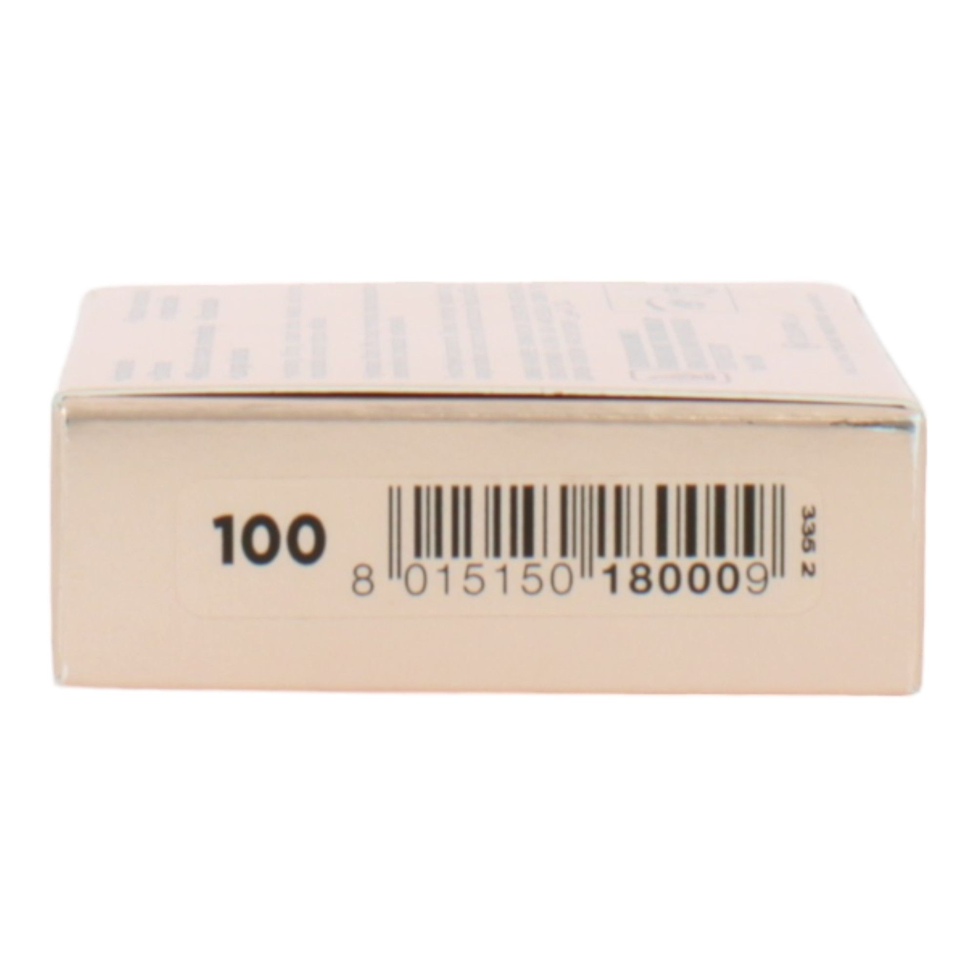 Confezione beige con codice a barre e numero 100. Prodotto Collistar.