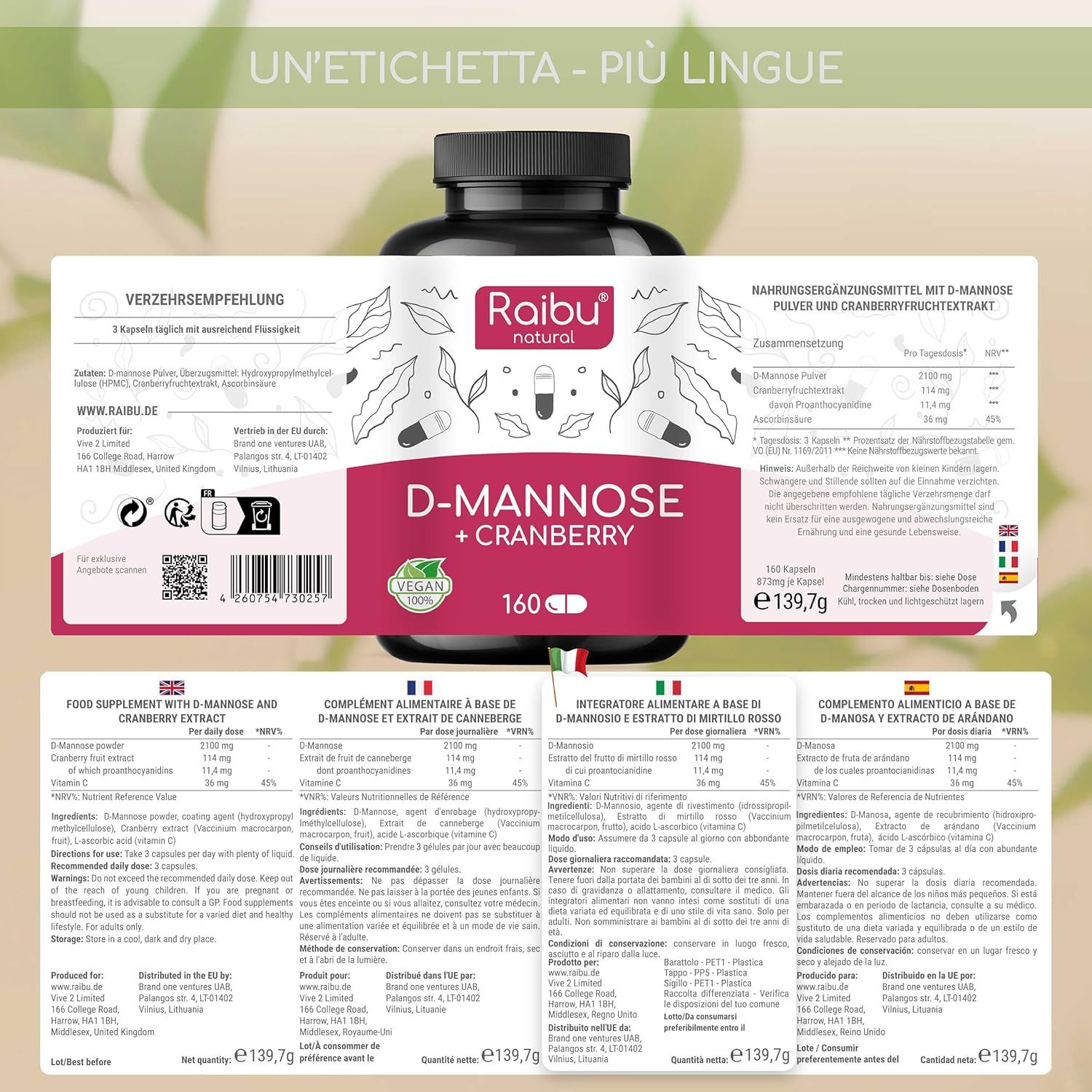 D-Mannosio Cranberry Capsule - RAIBU