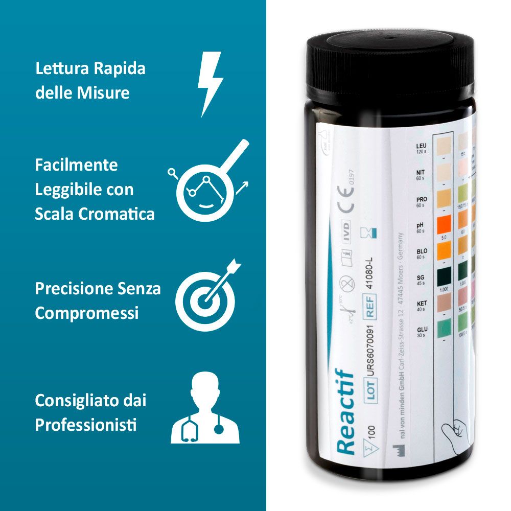 Reactif Test di salute - Strisce reattive per urina per 8 parametri