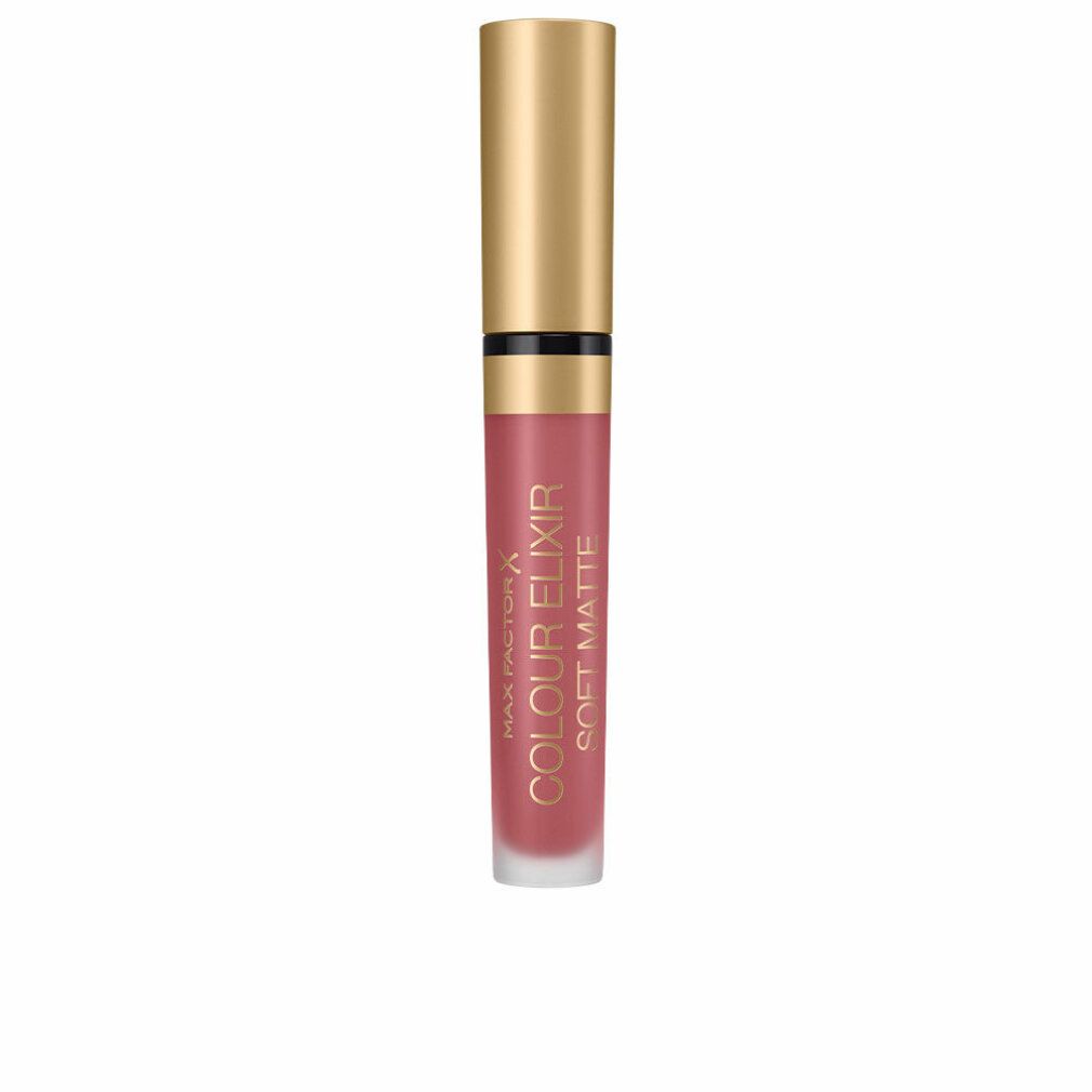 Rossetto con cappuccio dorato. Scritta: Max Factor Colour Elixir Soft Matte.