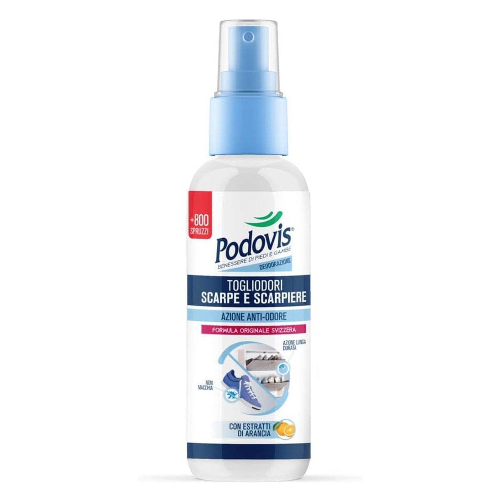 Podovis, Spray Togliodori Scarpe, Deodorante Spray, Elimina e Previene i Cattivi Odori, 100 ml