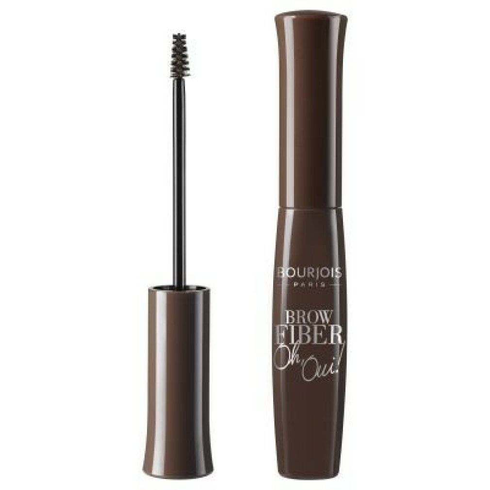 Mascara per sopracciglia con spazzola. Tubo marrone scuro con scritta "BROW FIBER Oh Oui!". Spazzola separata.