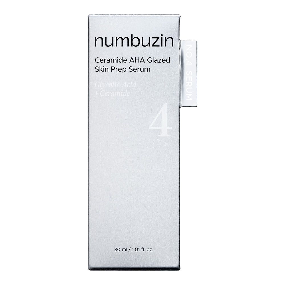 Confezione siero Numbuzin N.4: Scatola bianca con informazioni sul prodotto e "30 ml / 1.01 fl. oz.".