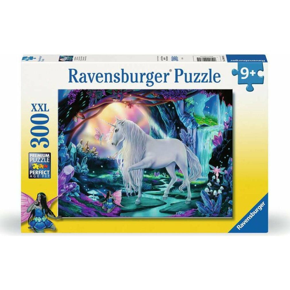 Puzzle Ravensburger, 300 pezzi. Confezione con motivo unicorno. Età consigliata 9+. Formato XXL.