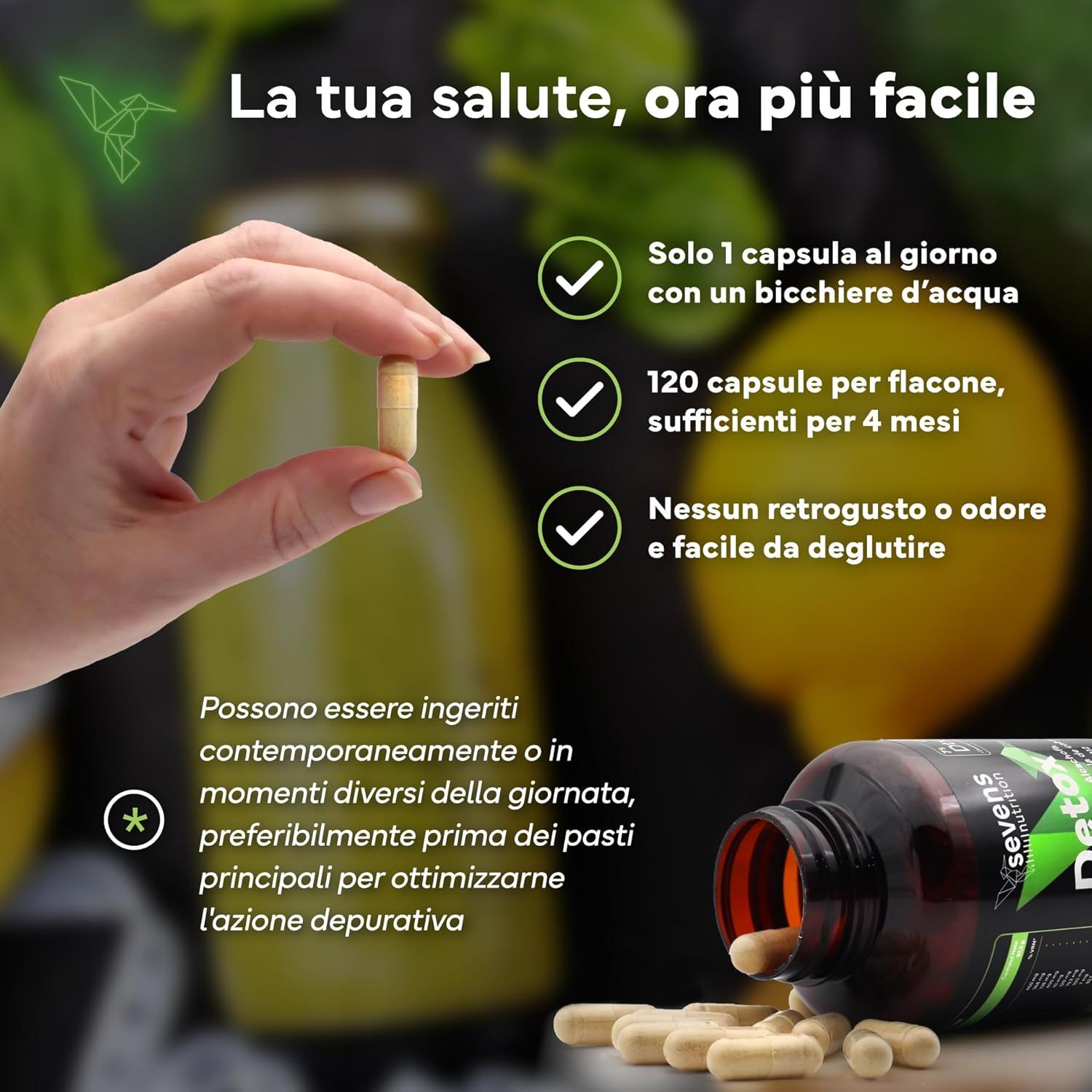SEVENS NUTRITION Capsule Complesso di Cardo Mariano, Carciofo e Tarassaco