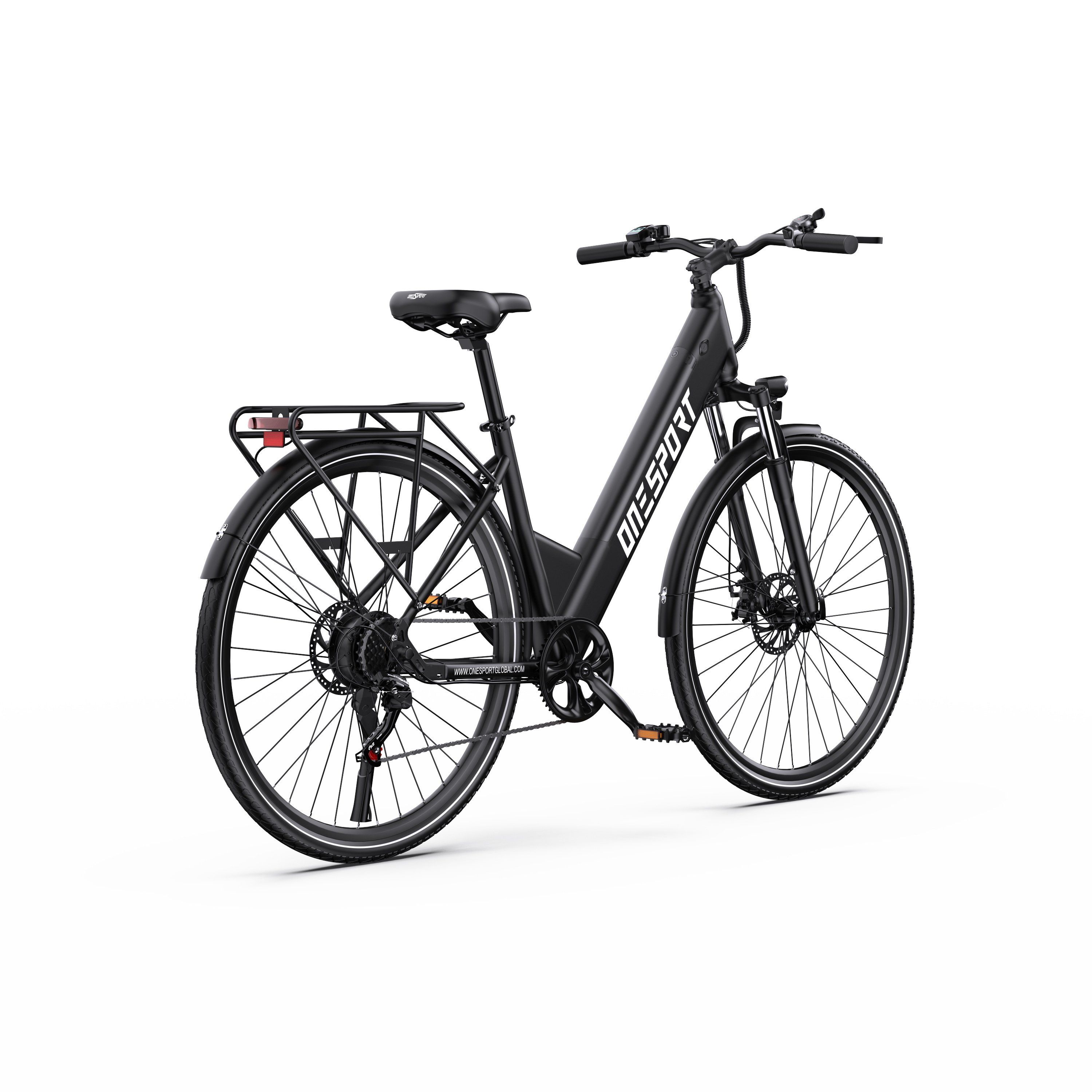 ONESPORT OT12 Bicicletta elettrica urbana da 27,5", batteria da 36 V 13 Ah, supporto app