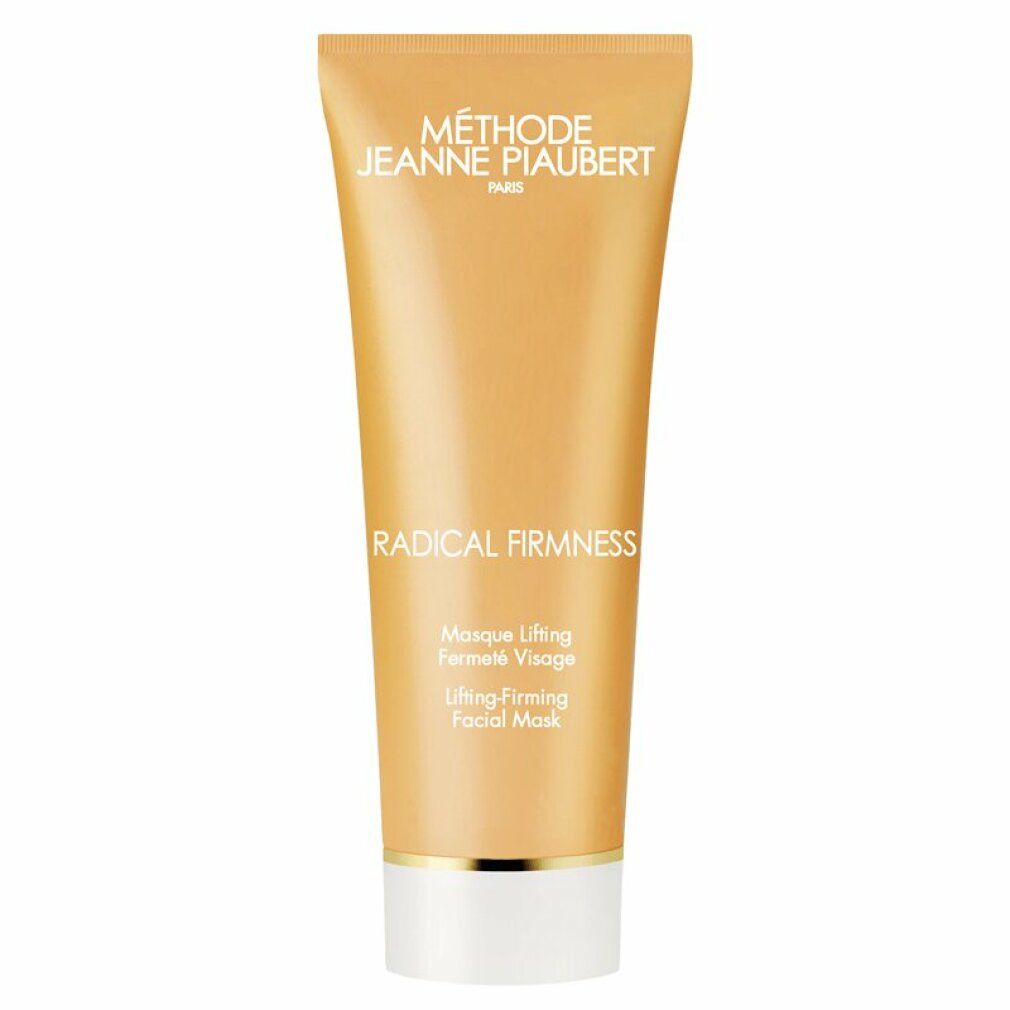 Tubo beige con tappo bianco e bordo dorato. Scritta: RADICAL FIRMNESS, Masque lifting fermeté visage, Lifting-Firming Facial Mask.