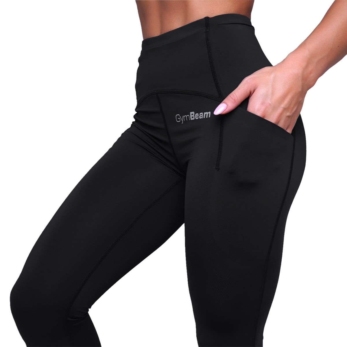 GymBeam Leggings donna Pulse Running in nylon ed elastan nero