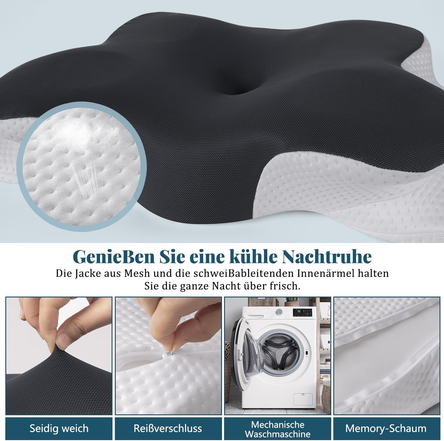 Cuscino ergonomico Nourideaux – cuscino per il collo e per il sonno, supporto per il riposo e il com