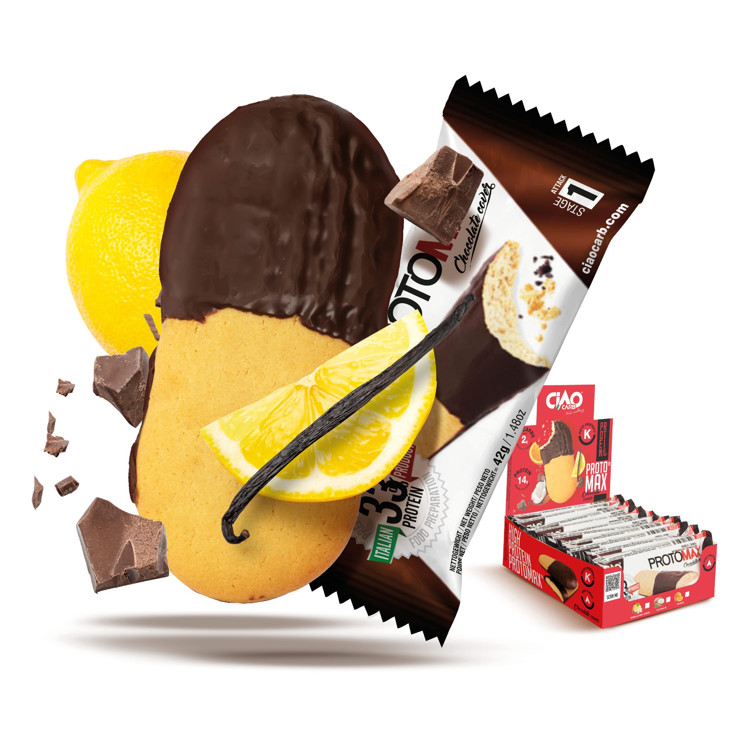 CIAOCARB   Lemonchoc Vaniglia Limone   Protein Line
