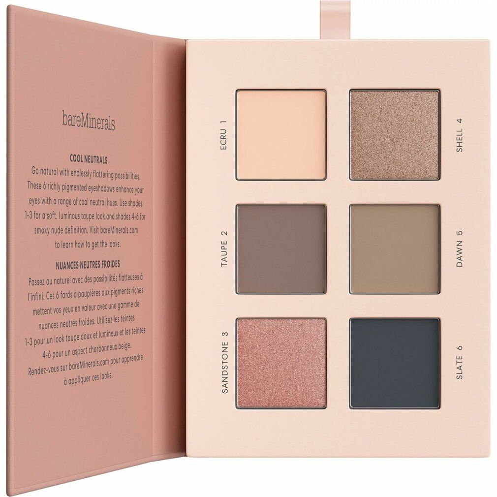 Palette ombretti a sei tonalità. Marchio: bareMinerals. Confezione rosa, aperta.