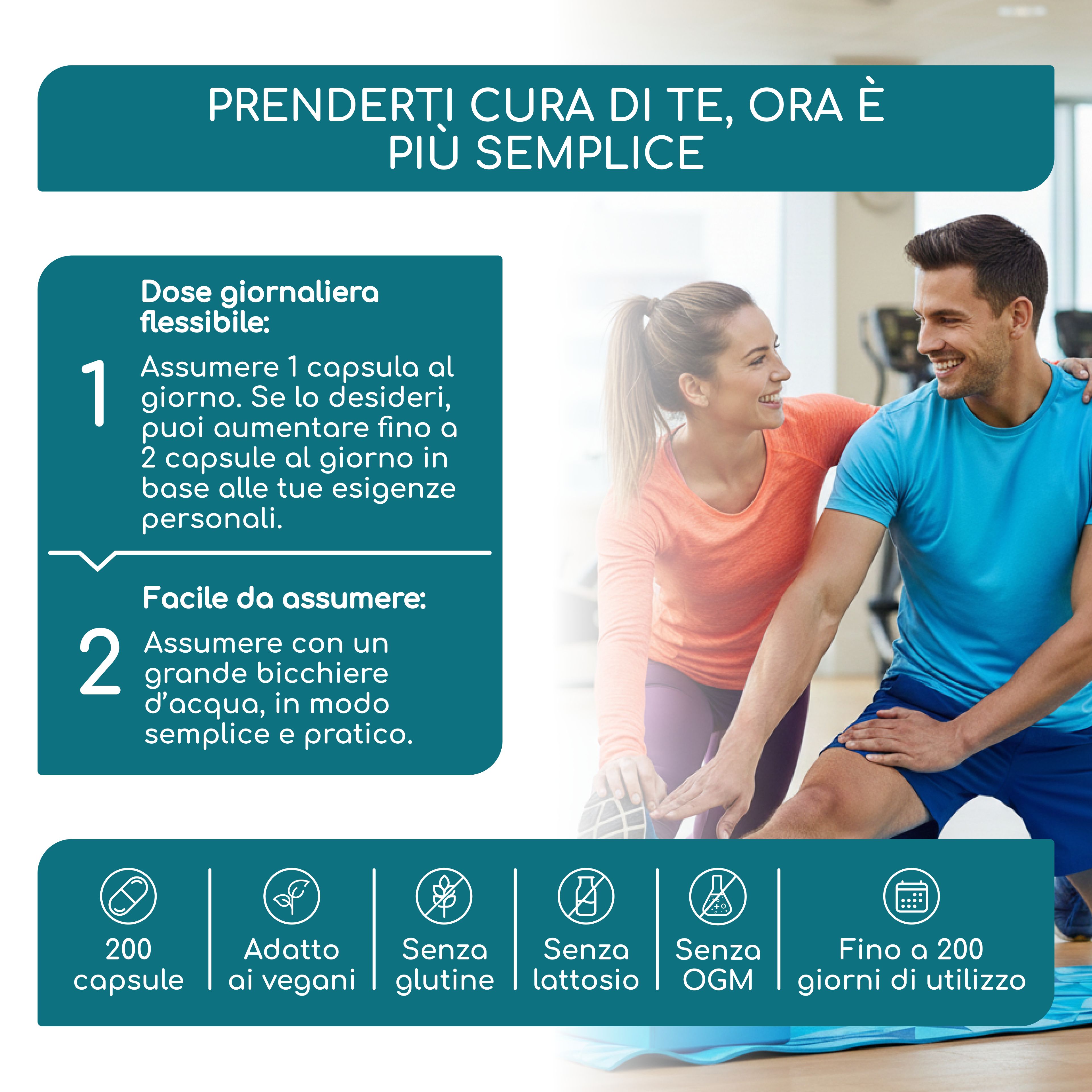 Flacone del prodotto con etichetta. Testo: Raibu natural, Magnesium Komplex, 200 capsule. Informazioni sulla composizione. Senza lattosio, senza glutine, senza zucchero.