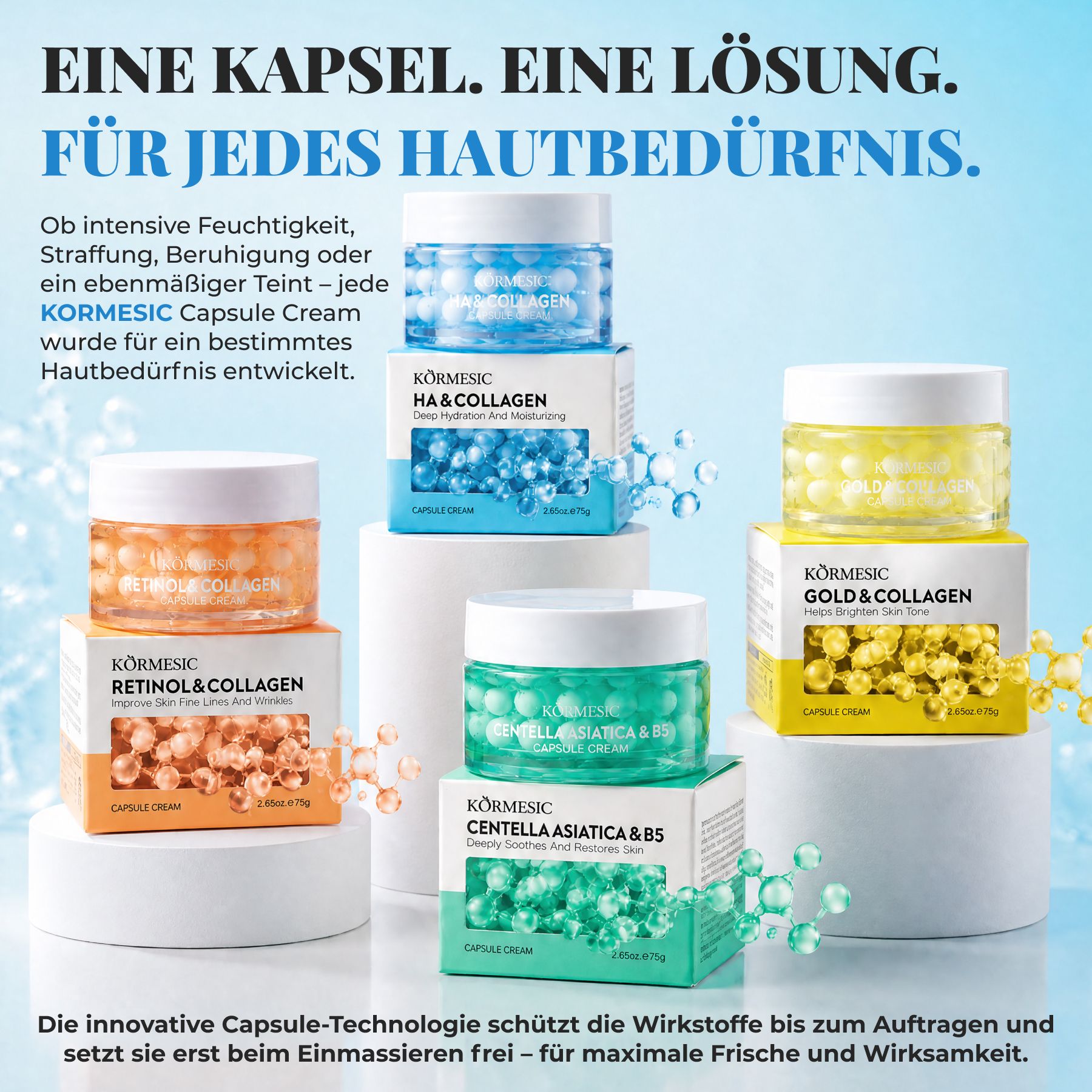 KORMESIC Crema viso Crema in capsule con acido ialuronico e collagene Antirughe
