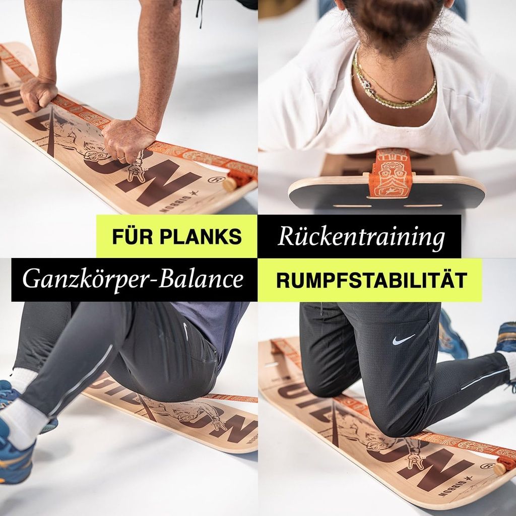 GIBOARD SET - ACTIVE BLACK: Balance Board per plank, allenamento schiena, equilibrio corpo intero e stabilità core.