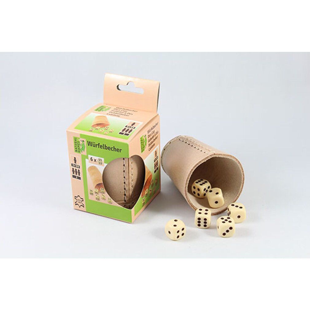 ng Tazza per dadi in pelle con 6 dadi