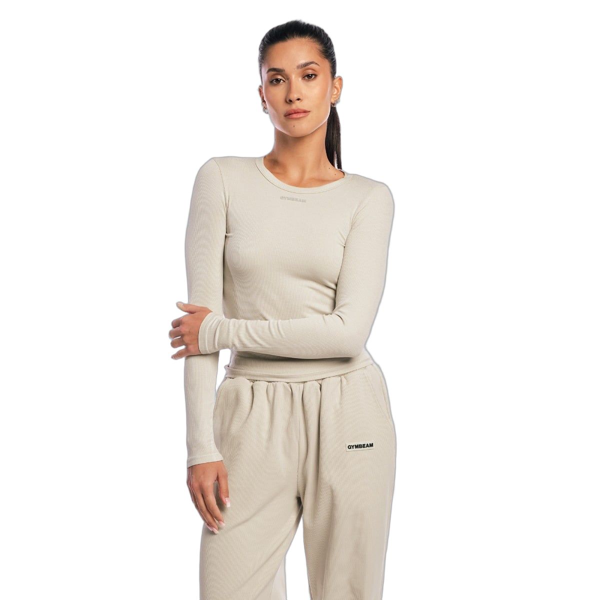 GymBeam T-shirt donna Aura slim maniche lunghe Grey