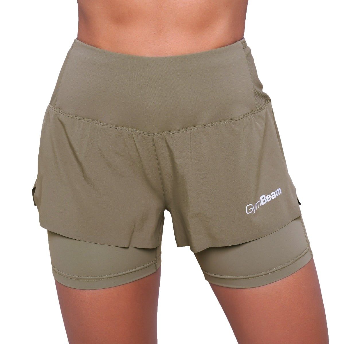 GymBeam Pantaloncini donna Pulse Running 2in1 slim Vetiver con tasche