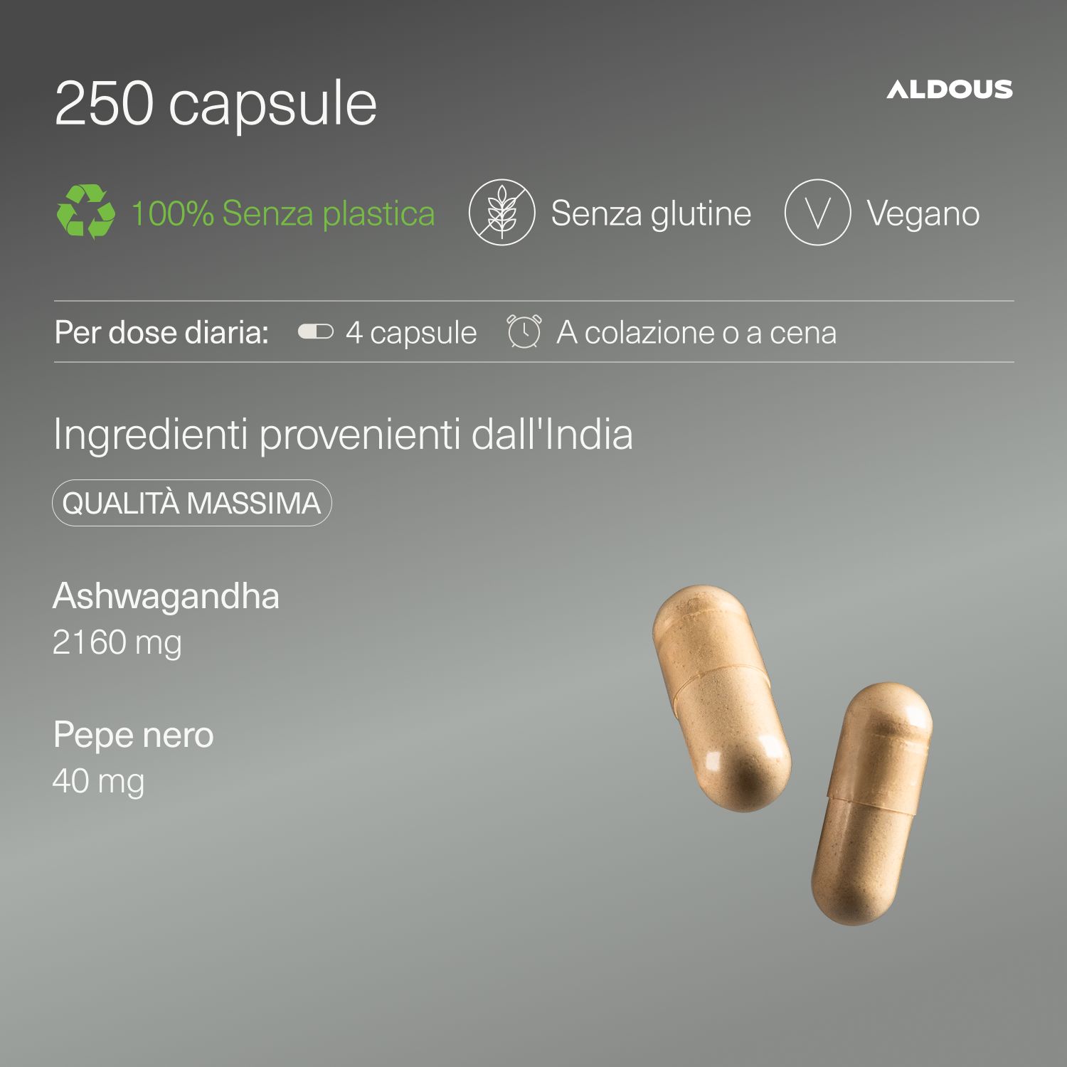 Aldous - Ashwagandha con Pepe Nero - Ansia, Stress