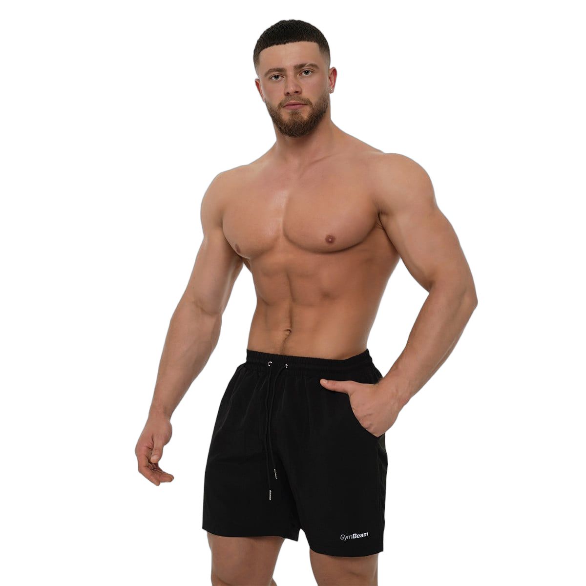 GymBeam Costume da bagno uomo con cordoncino e tasche Black
