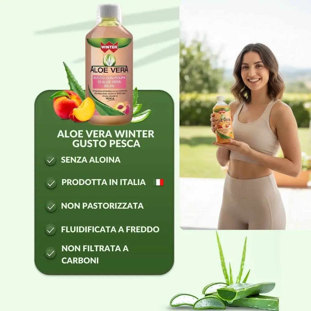Winter Aloe Vera da Bere Gusto Pesca – Succo Naturale Senza Aloina