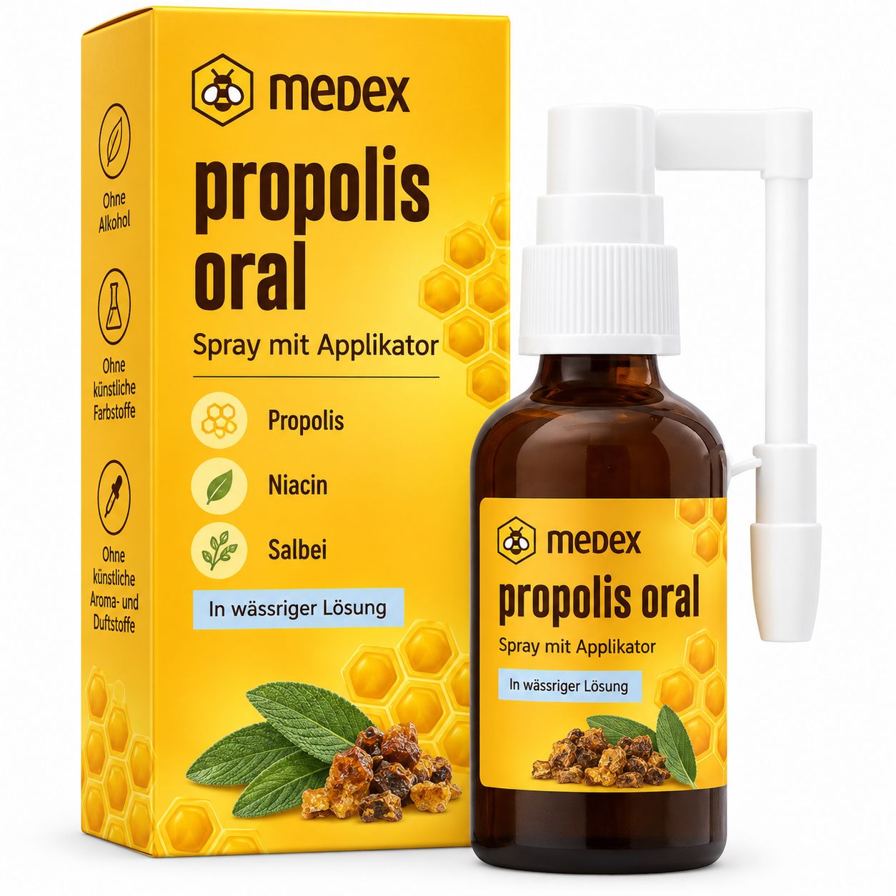 Medex Propolis Spray orale, per bocca e gola, a base d'acqua, SENZA alcool