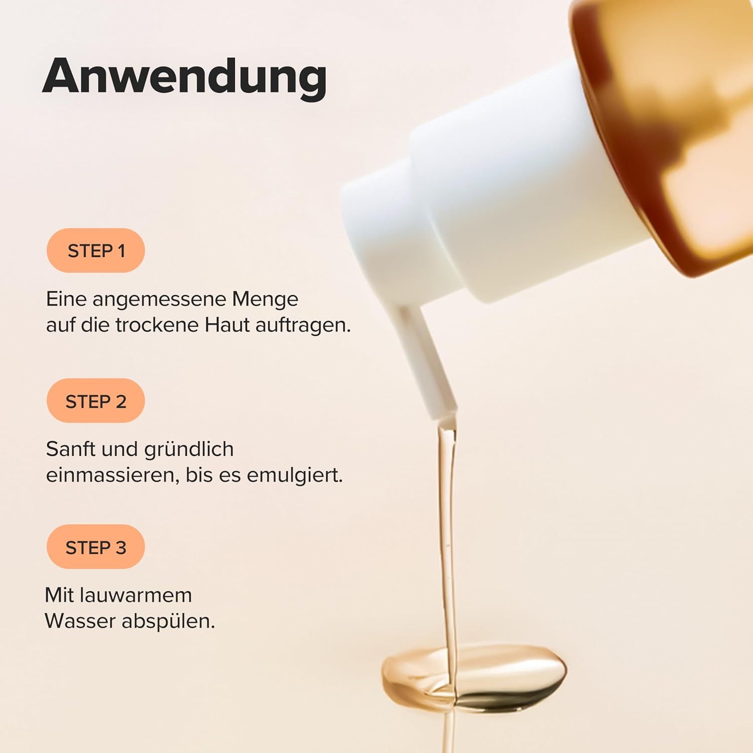 Fasi di applicazione. Fase 1: Applicare. Fase 2: Massaggiare. Fase 3: Risciacquare.