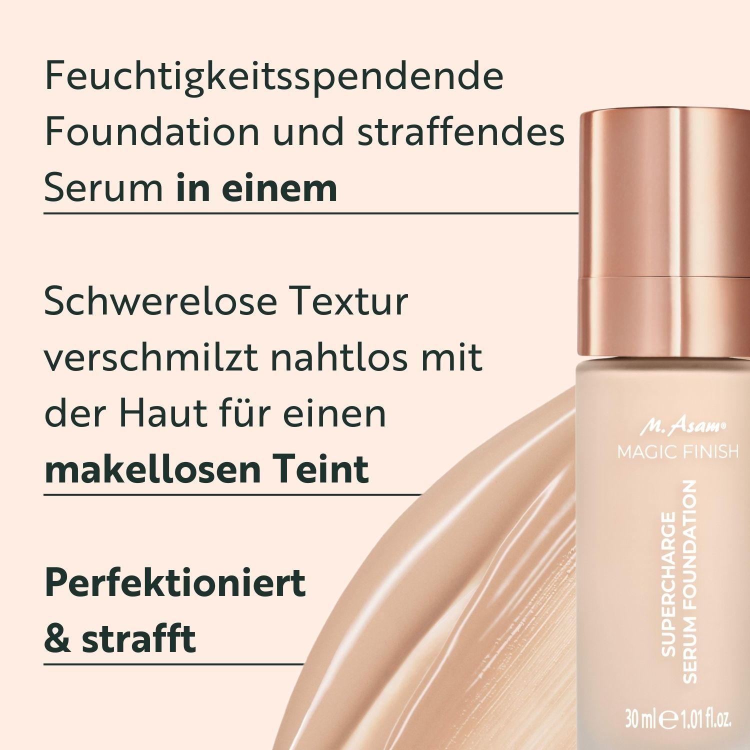 M ASAM - MAGIC FINISH - SUPERCHARGE SERUM FOUNDATION 120 soft ivory