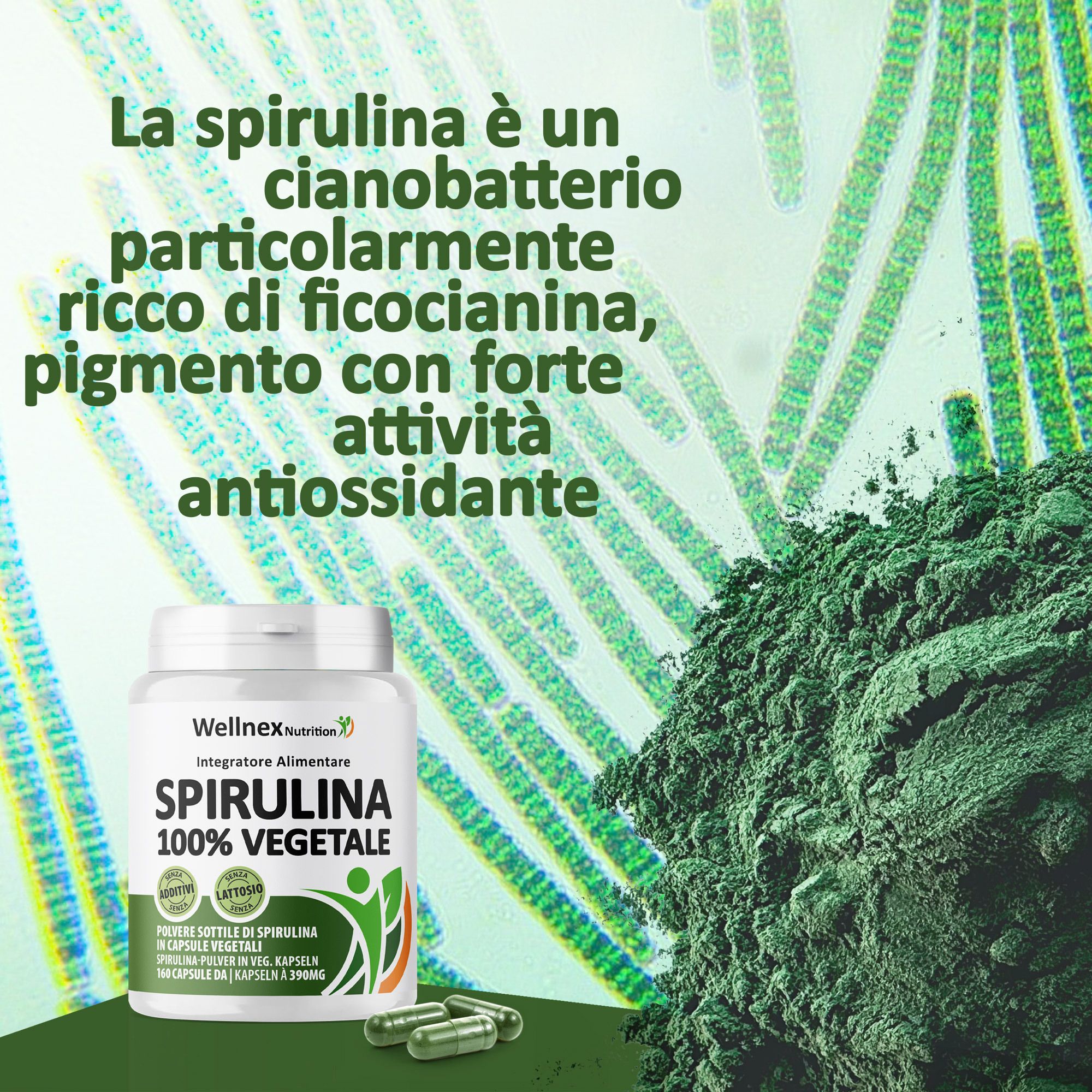 Wellnex Nutrition Spirulina 390 mg - 160 Capsule Vegetali