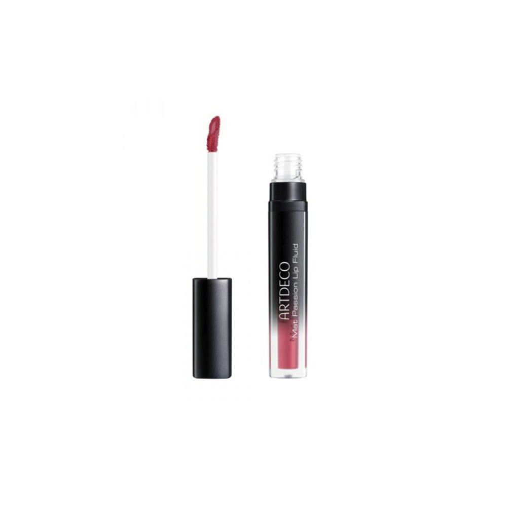 Artdeco Mat Passion Lip Fluid. Contenitore nero con contenuto rosso. Applicatore con punta rossa. Nome del prodotto visibile.