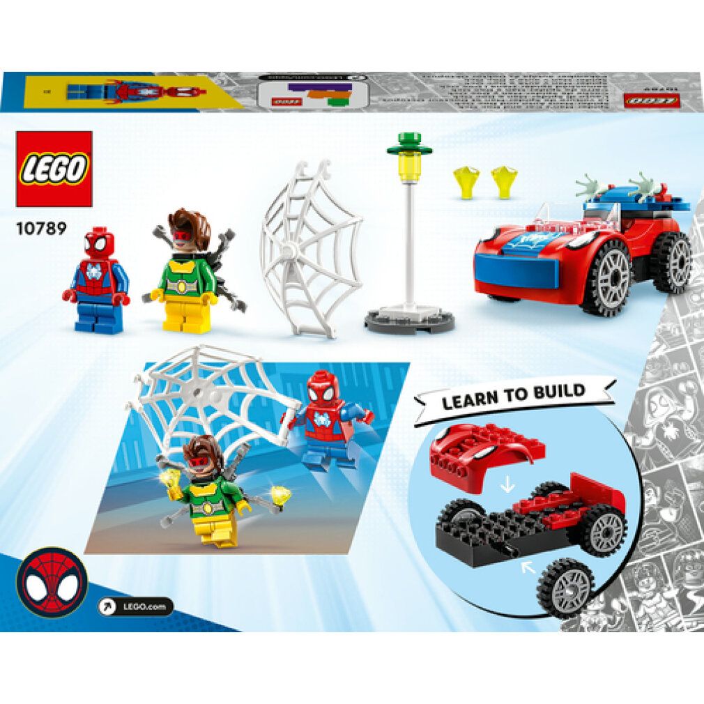 Set LEGO Marvel. Include Spidey, Doc Ock, auto, ragnatela, lampione. Istruzioni per la costruzione. 4+.