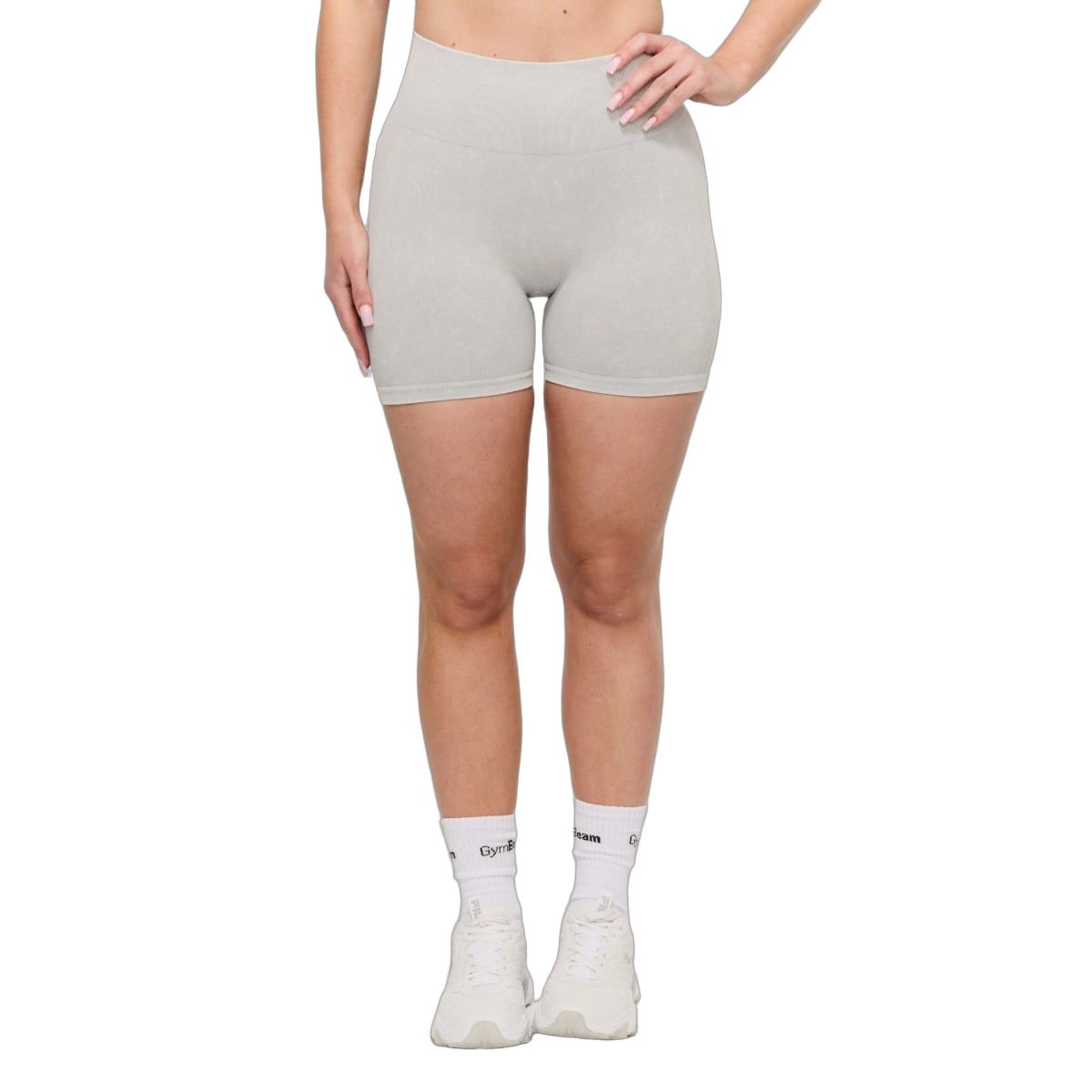 GymBeam Pantaloncini donna Lift Seamless Grey a vita alta senza cuciture